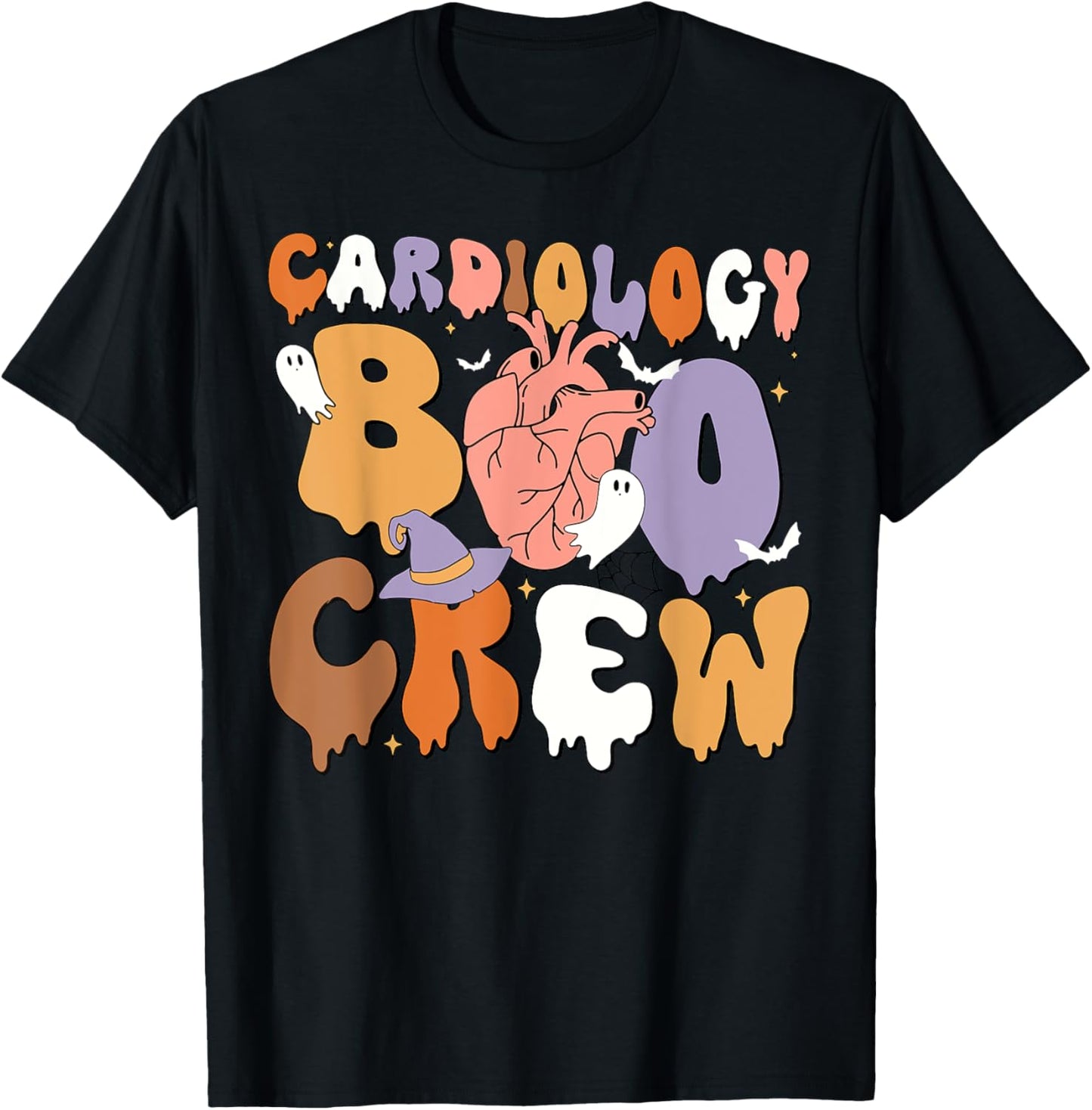 Retro Cardiology Boo Crew CVICU Cardiac Nurse Halloween T-Shirt - T-Shirt | Black