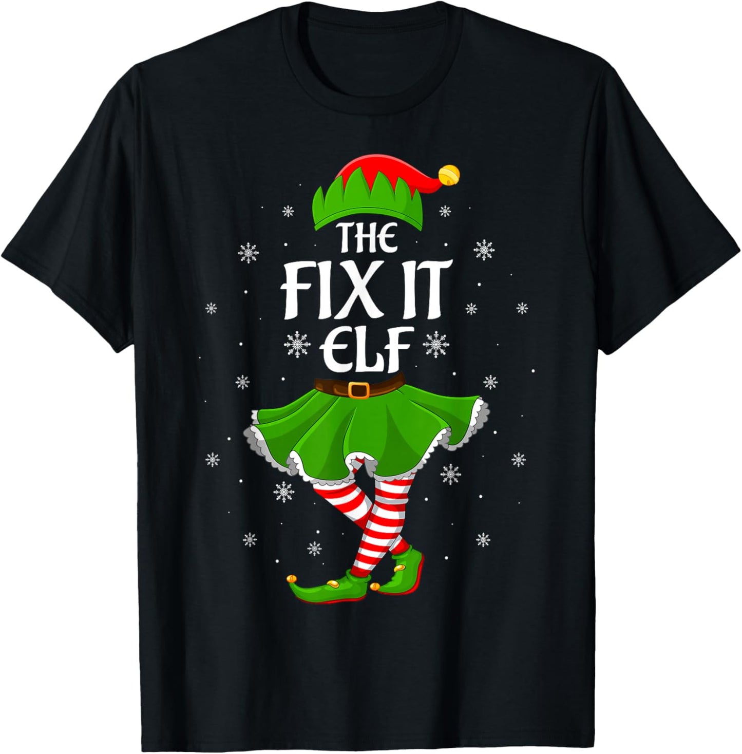Fix It Elf Christmas Family Girls Women Elf Squad Xmas T-Shirt - T-Shirt | Black