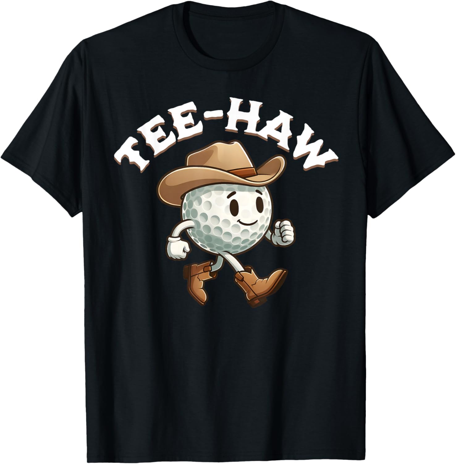 Western Haw Y'all Funny Golf Ball Cowboy Southern Retro T-Shirt - T-Shirt | Black