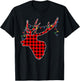 Red Black Christmas Buffalo Plaid Deer Women Men T-Shirt - T-Shirt | Black