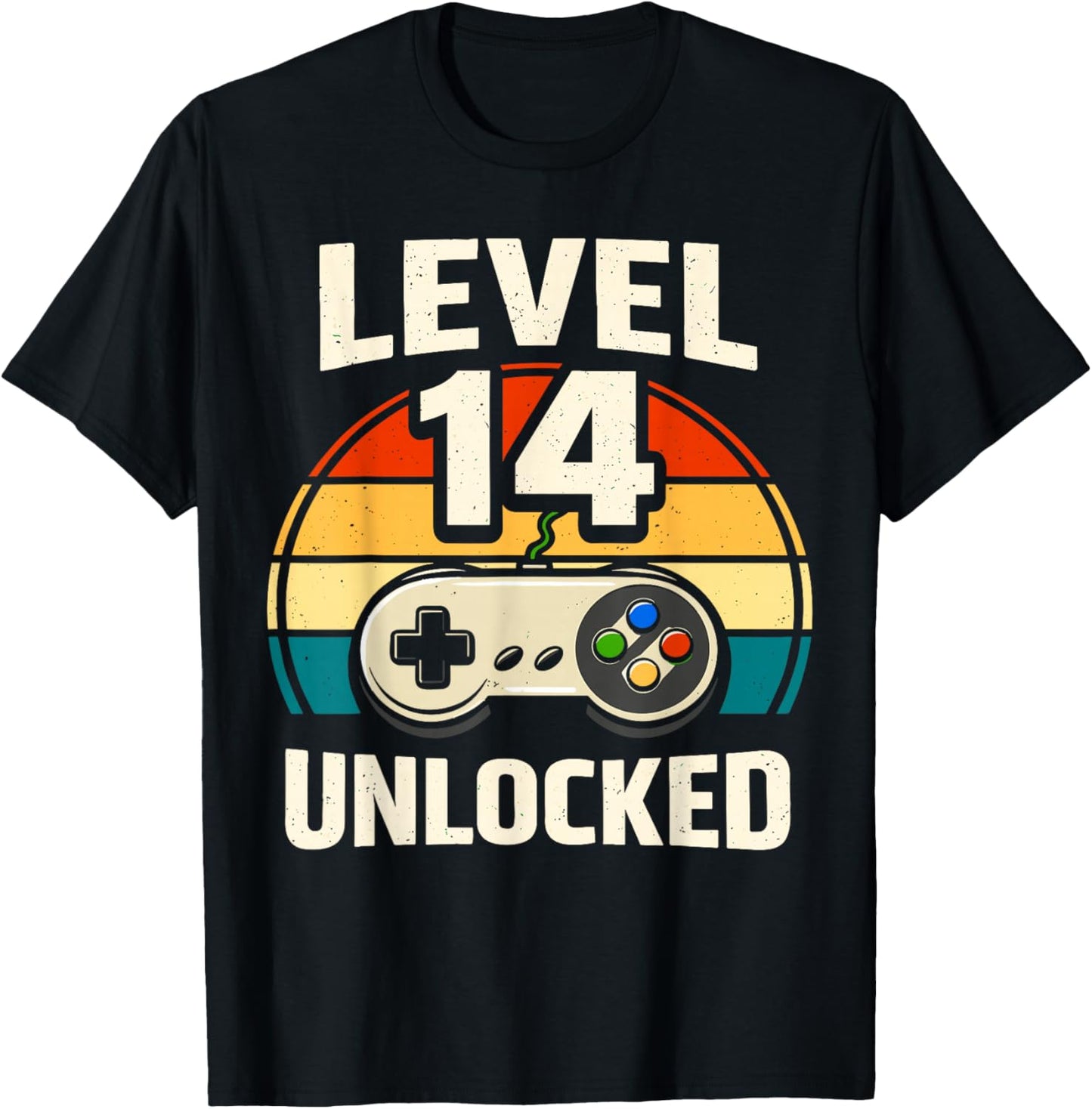 14th Birthday Level 14 Unlocked Gamer Gaming Boy Birthday T-Shirt - T-Shirt | Black
