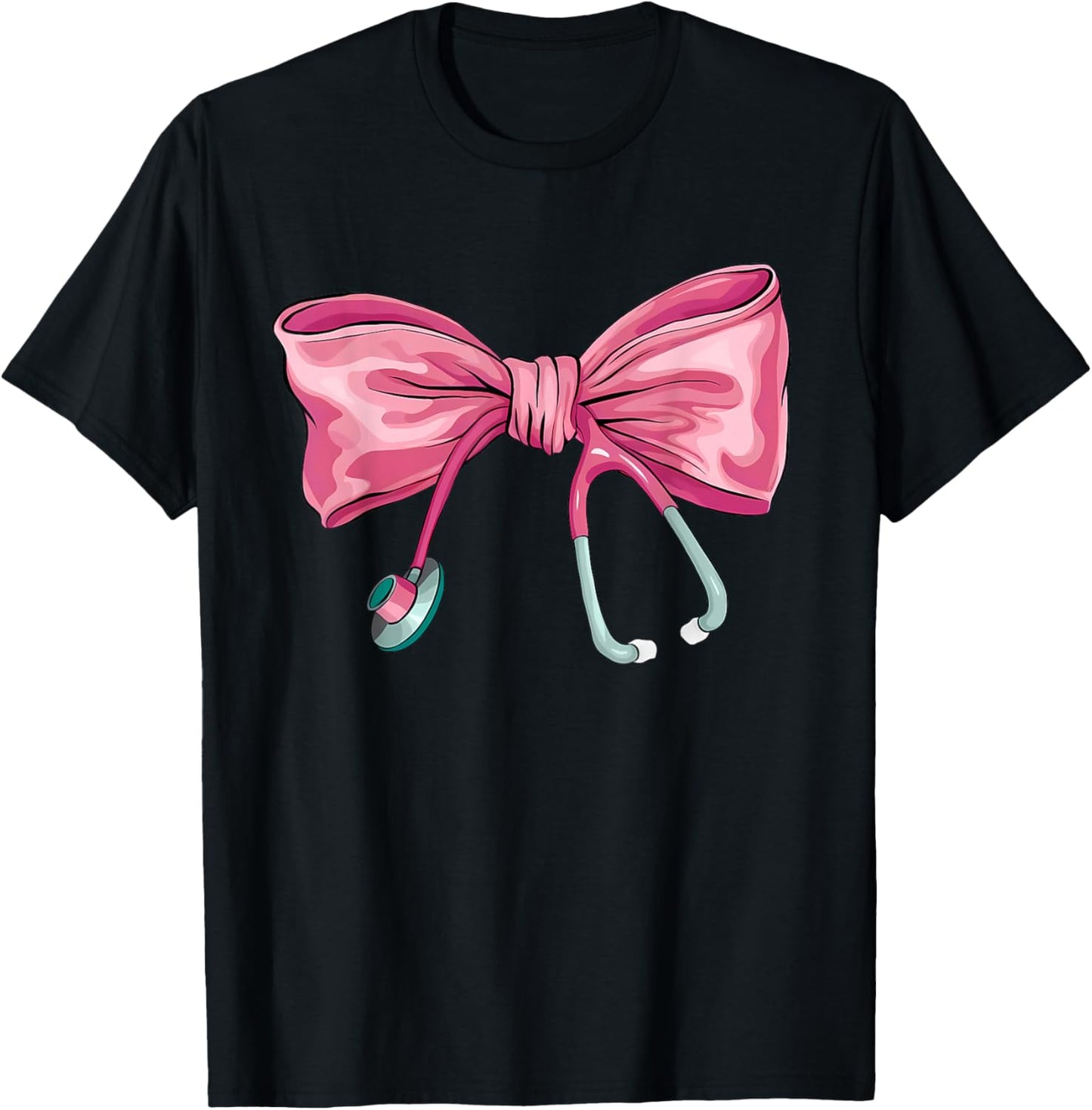 Nurse Coquette Stethoscope Bow Cute Women Girl Nurse T-Shirt - T-Shirt | Black
