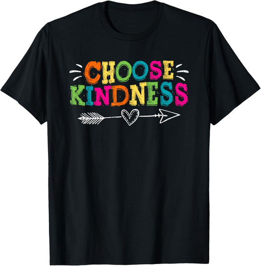Choose Kindness Retro Groovy - Be Kind Inspirational T-Shirt - T-Shirt | Black