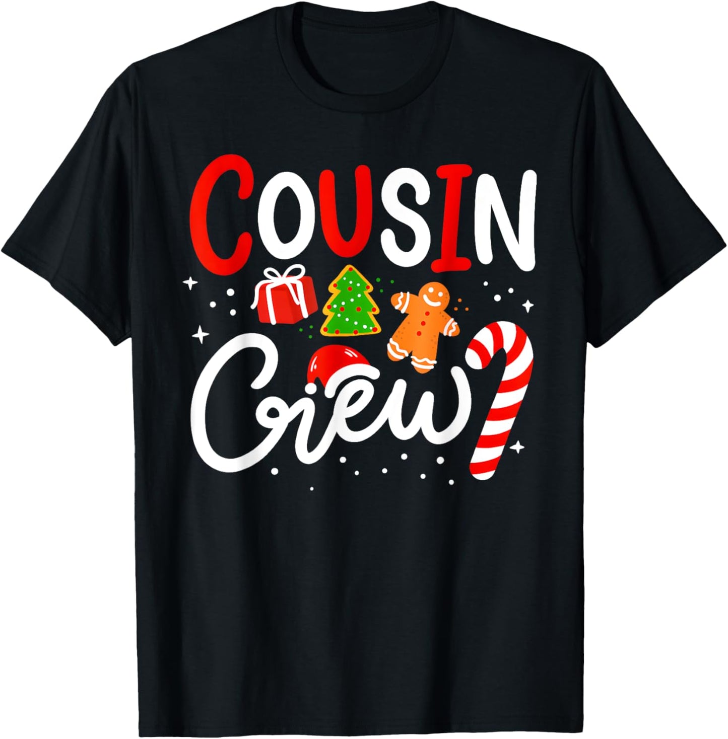 Christmas Cousin Crew Funny Santa Hat Light Kids Men Women T-Shirt - T-Shirt | Black