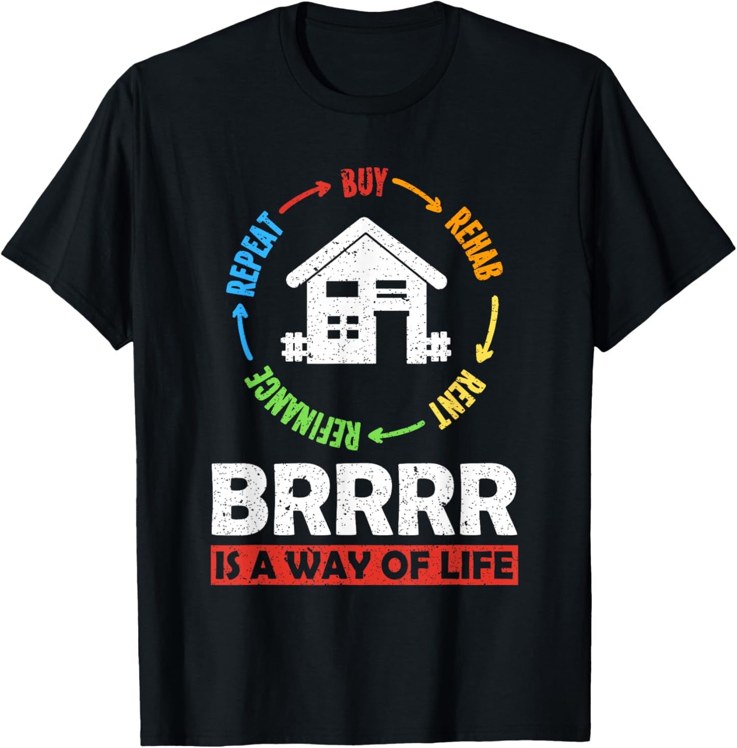 Buy Rehab Rent Refinance Repeat BRRRR Real Estate Investor T-Shirt - T-Shirt | Black