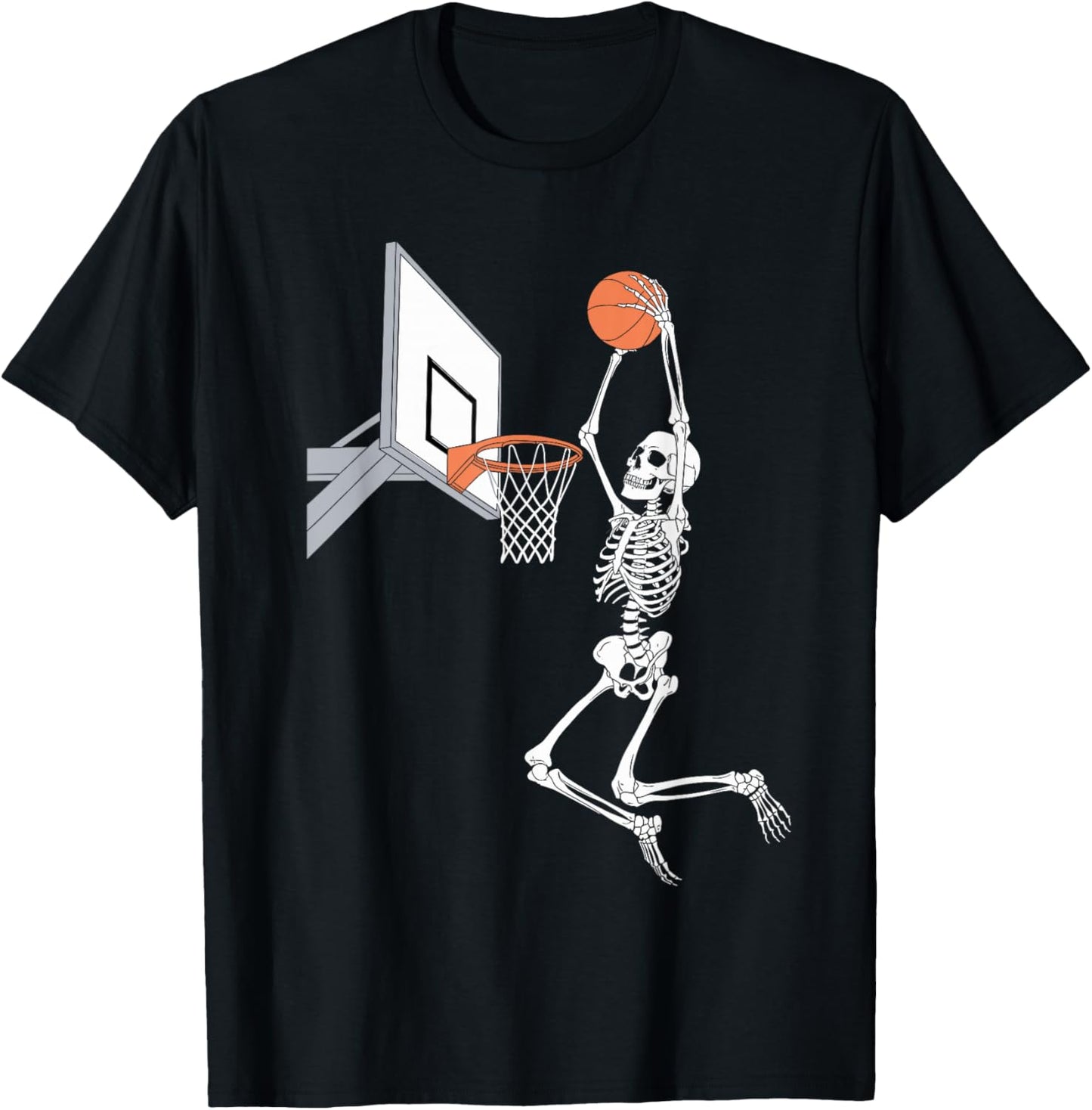 Funny Skeleton Playing Basketball Lovers Spooky Halloween T-Shirt - T-Shirt | Black