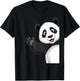 Kawaii Panda Waving Hand Cute Smiling Panda T-Shirt - T-Shirt | Black