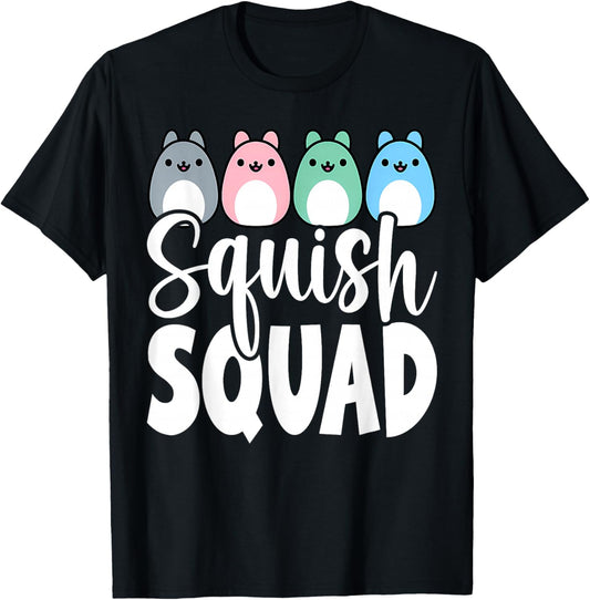 Squish Squad! Stuffed Animal Plush Mallow Collector Soft T-Shirt - T-Shirt | Black