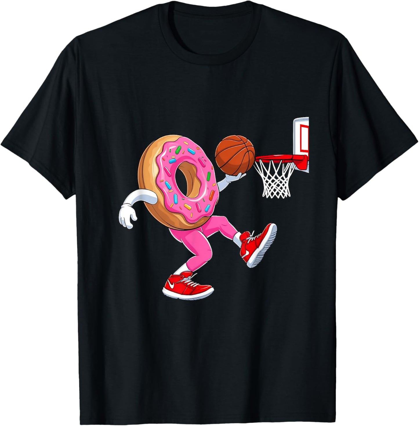 Donut Dunking Basketball Funny Food Sports design T-Shirt - T-Shirt | Black