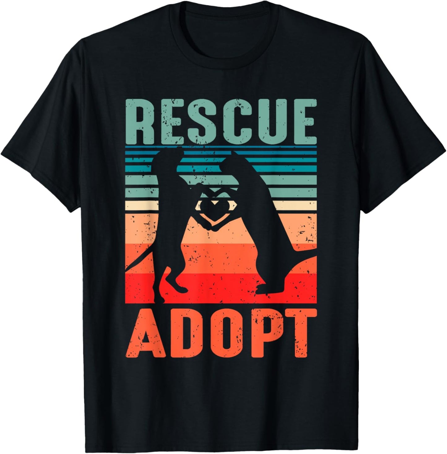 Rescue Adopt Animal Vintage Dog Cat Lover Men T-Shirt - T-Shirt | Black