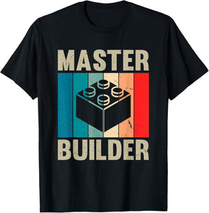 Master Builder Recto Boys Building Blocks Set Toys T-Shirt - T-Shirt | Black