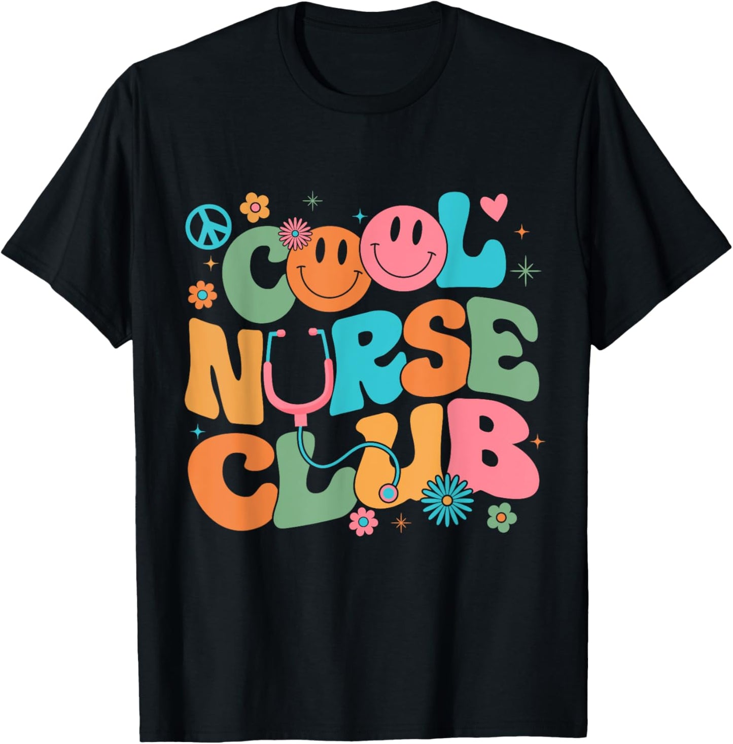 Retro Groovy Cool Nurse Club Nursing Nurses Week T-Shirt - T-Shirt | Black