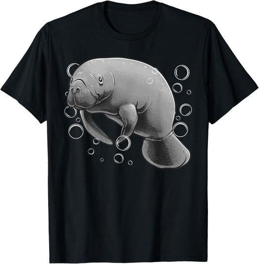 Manatee Design Women Boys Girl Sea Cow Lover Manatee T-Shirt - T-Shirt | Black