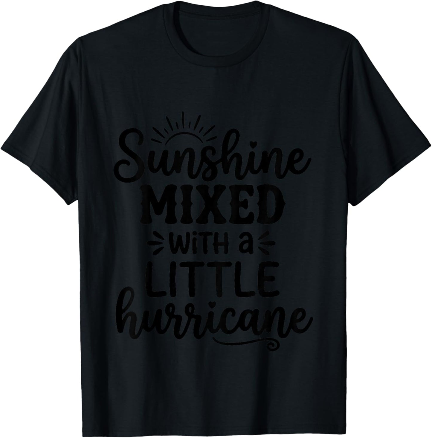 Kids Sunshine Mixed with A Little Hurricane Summer Kids Vacation T-Shirt - T-Shirt | Black
