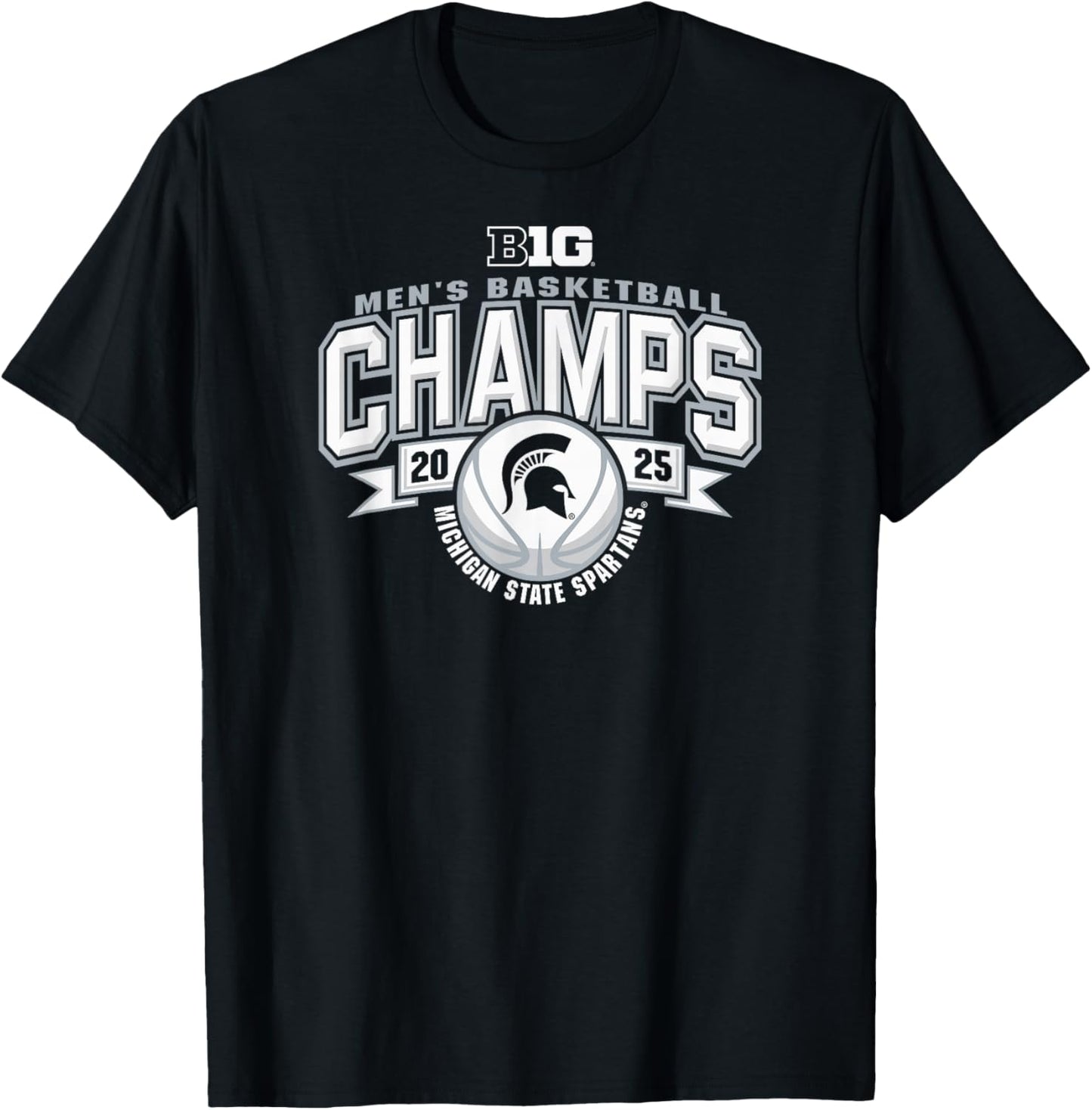 Michigan State Spartans Men's Basketball Big Ten Champs 2025 T-Shirt - T-Shirt | Black