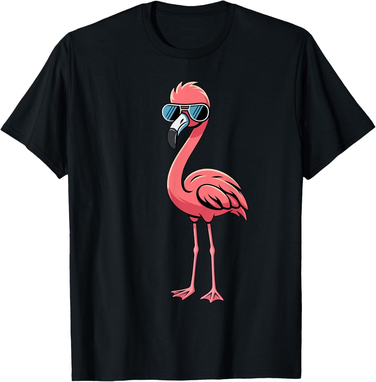 Cool Retro Flamingo in Sunglasses Funny Flamingo T-Shirt - T-Shirt | Black