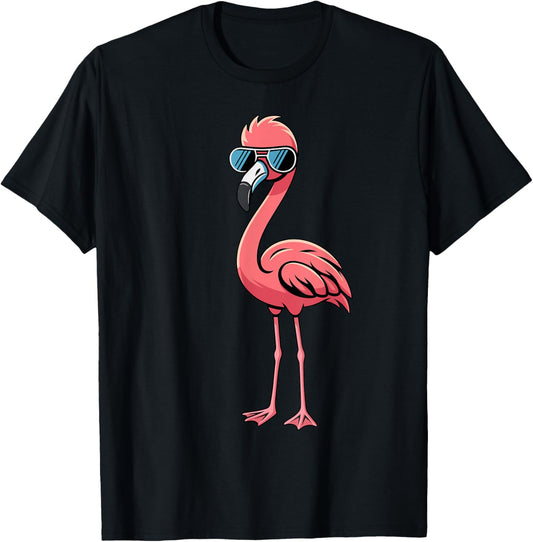Cool Retro Flamingo in Sunglasses Funny Flamingo T-Shirt - T-Shirt | Black