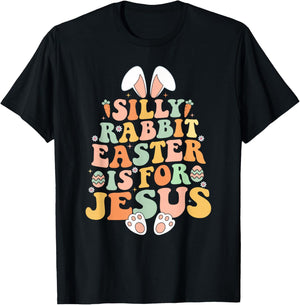Retro Groovy Silly Rabbit Easter Is For Jesus Christian T-Shirt - T-Shirt | Black