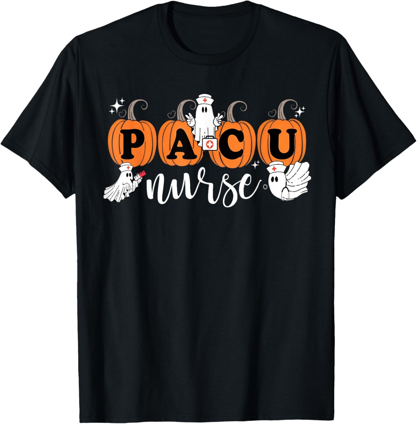 PACU Nurse Groovy Pumpkin Nurse Halloween Costume T-Shirt - T-Shirt | Black
