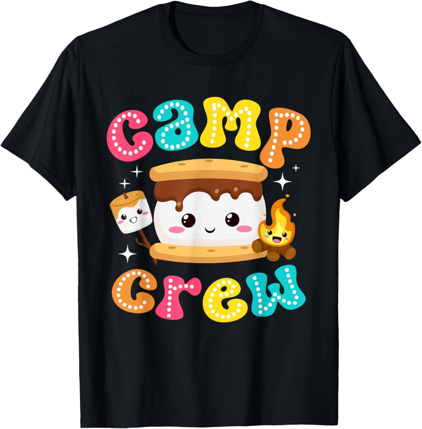 Camp Crew S'mores Marshmallow Camping Family Vacation Girls T-Shirt - T-Shirt | Black