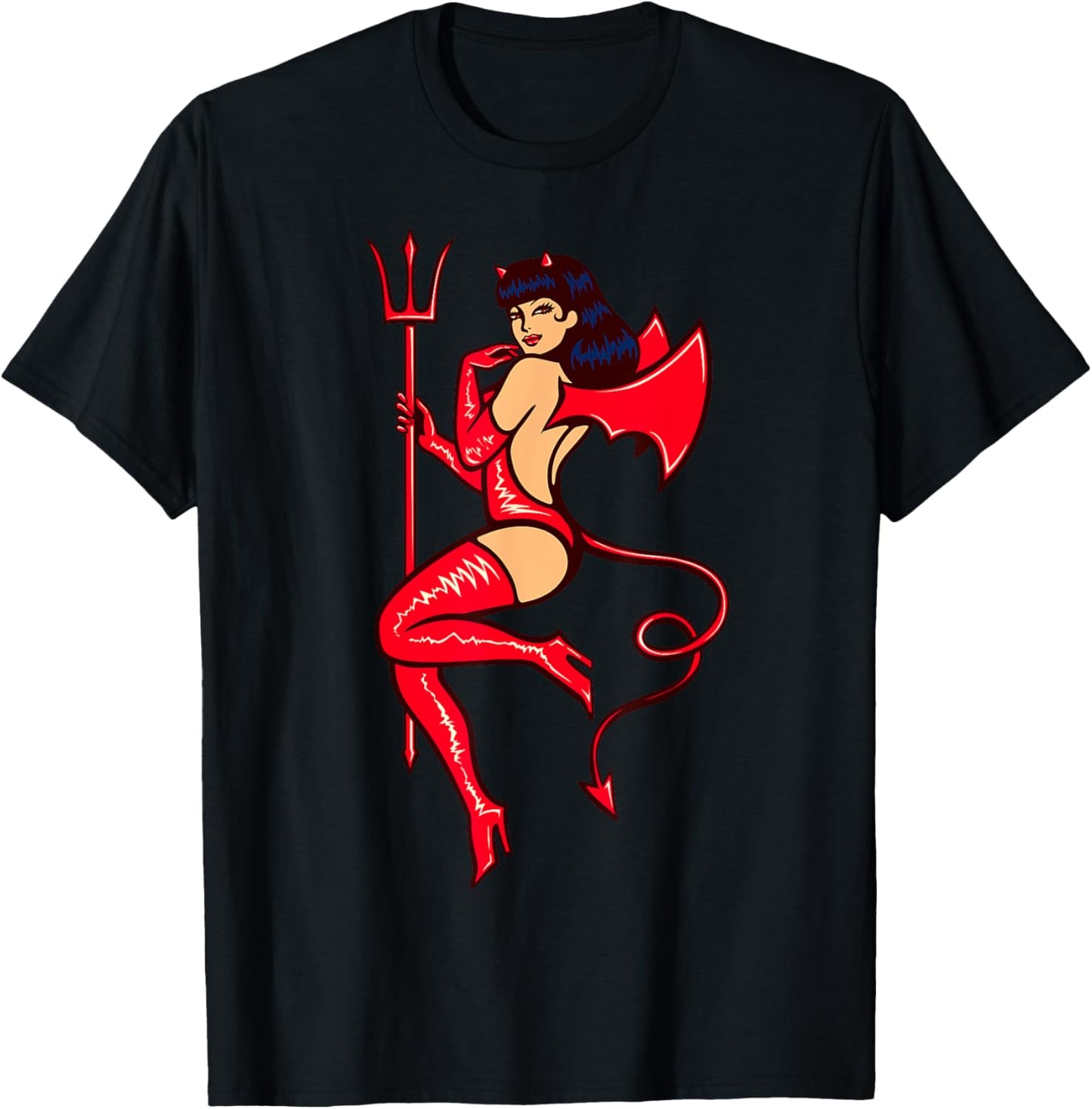 Funny Sexy Devil Girl Trick or Treat Halloween Costume T-Shirt - T-Shirt | Black