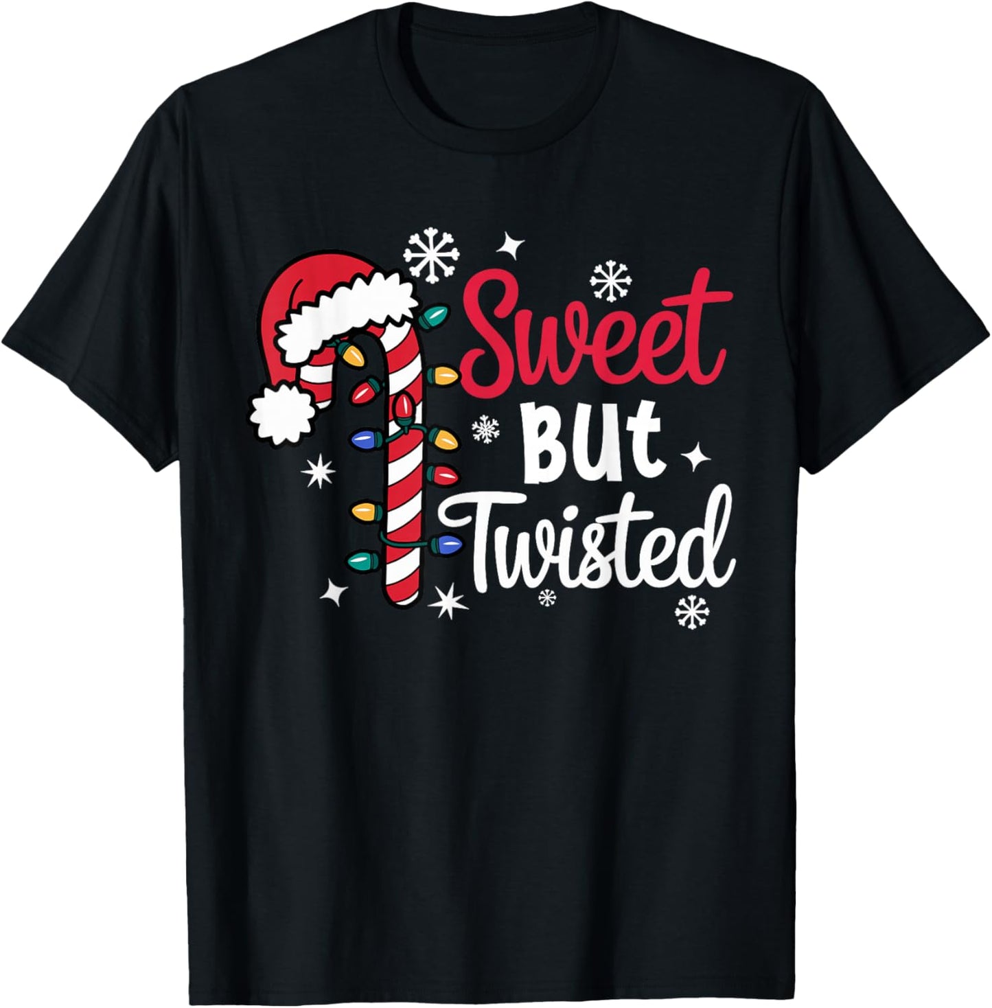 Funny Christmas Candy Cane Sweet But Twisted T-Shirt - T-Shirt | Black