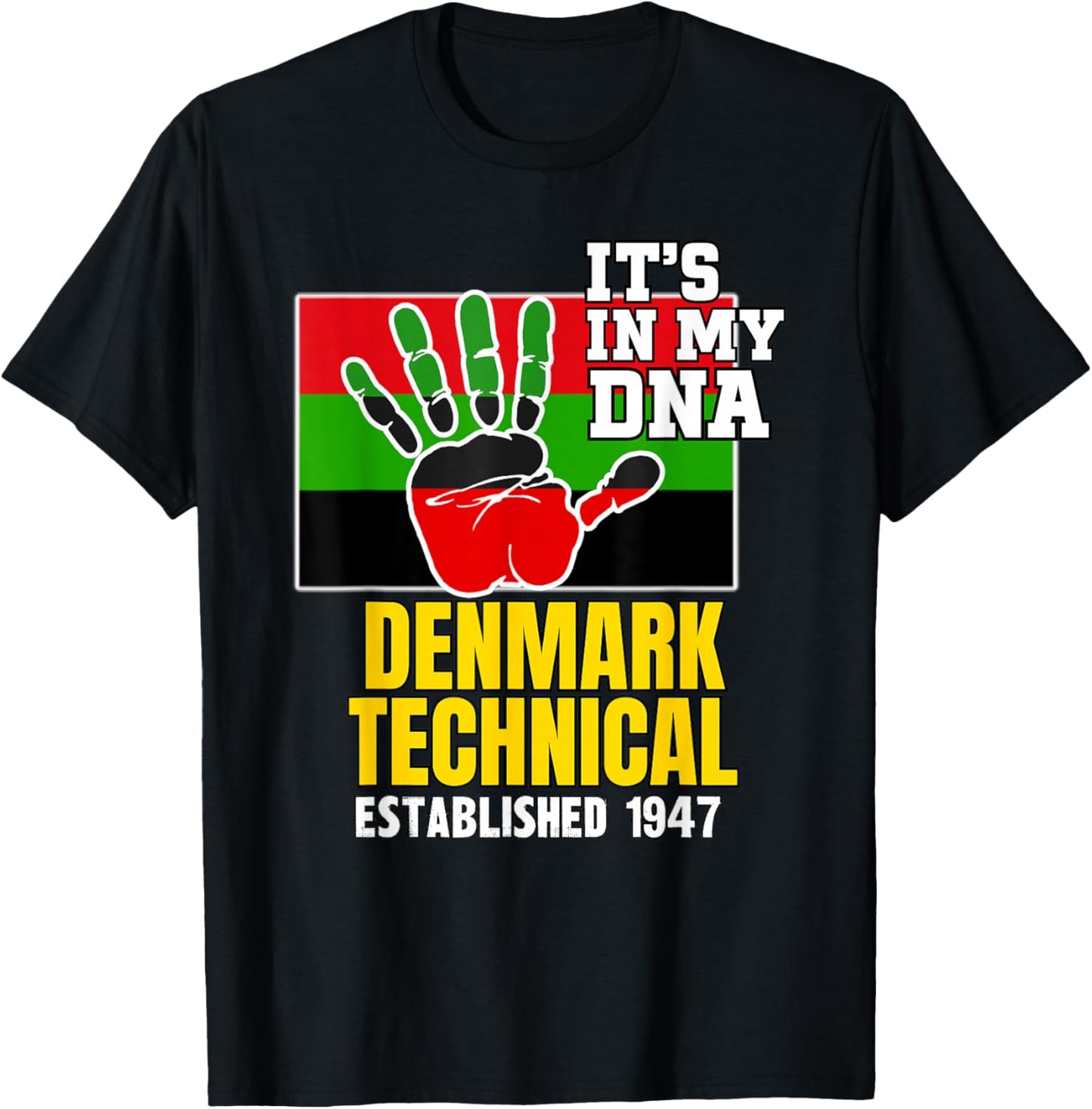 Denmark Technical, DTC, Red, Black and Green HBCU T-Shirt - T-Shirt | Black