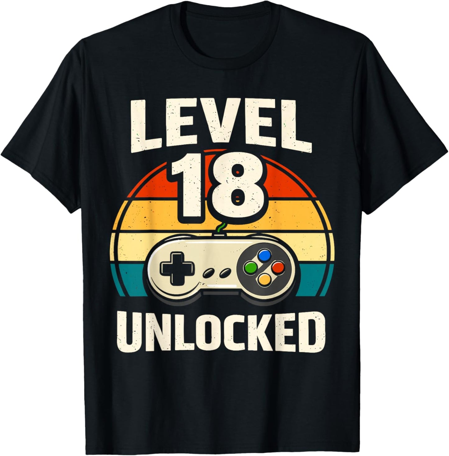 18th Birthday Level 18 Unlocked Gamer Gaming 18 Birthday T-Shirt - T-Shirt | Black