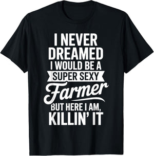 Funny Farmer Design Women Dairy Farmer Tractor Farm T-Shirt - T-Shirt | Black
