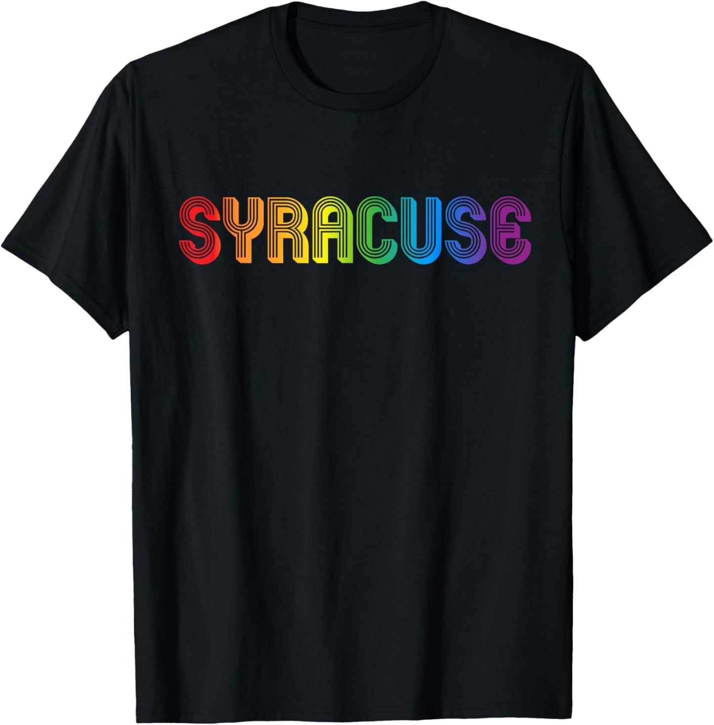 Syracuse City Gay Pride Rainbow Word Design T-Shirt - T-Shirt | Black