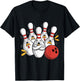 Funny Bowling Pins Characters Scared Strike Lane Ten Pin. T-Shirt - T-Shirt | Black
