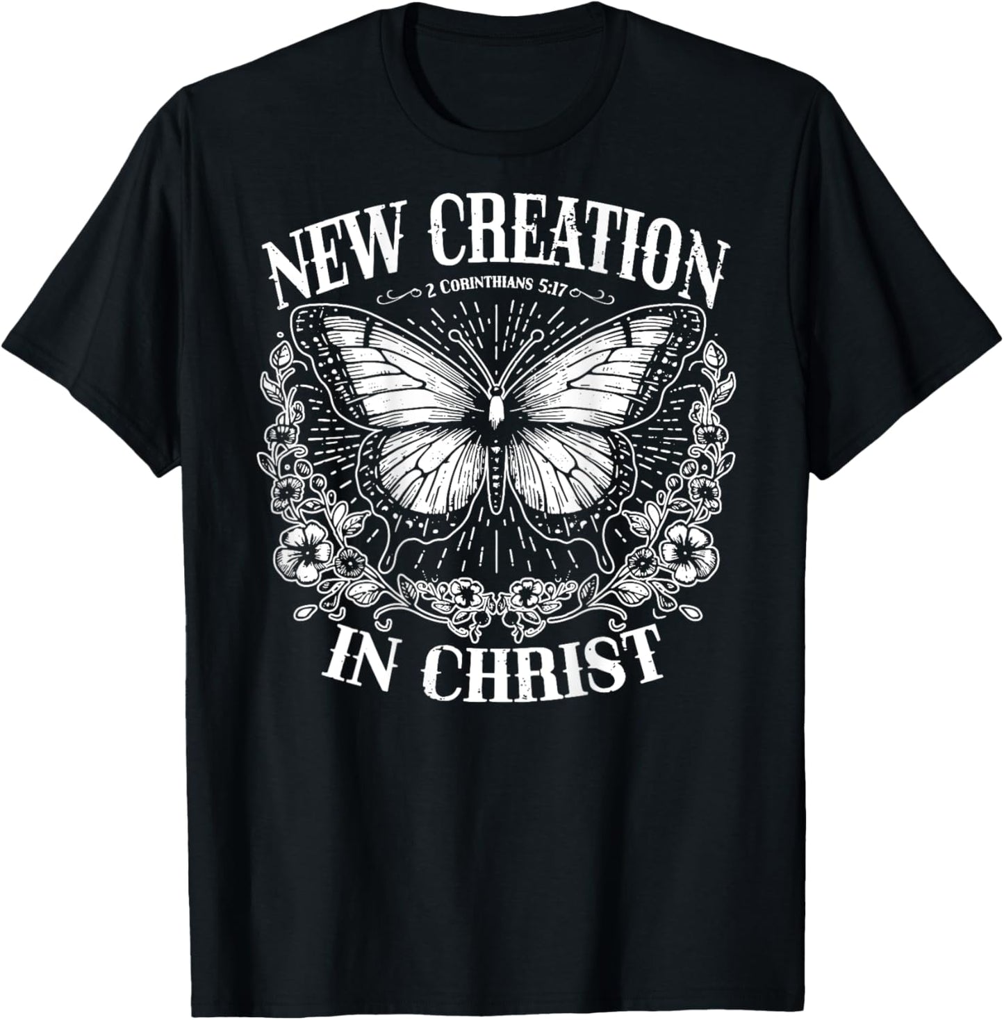 New Creation In Christ, Boho Christian, Faith - On Back T-Shirt - T-Shirt | Black
