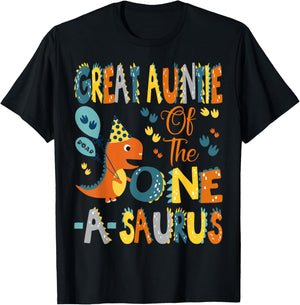 Great Auntie Of The One-A-Saurus 1St Birthday Dinosaur Party T-Shirt - T-Shirt | Black