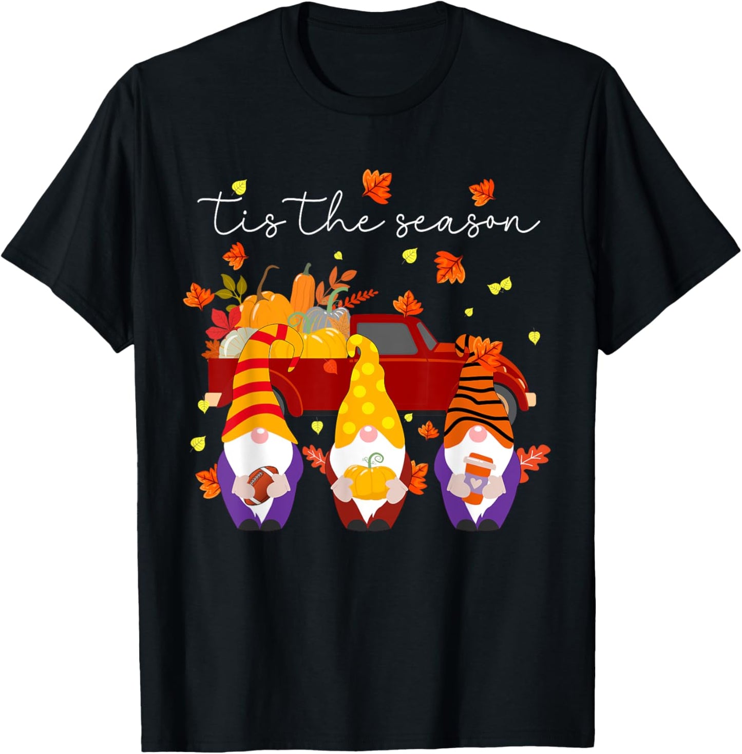 Tis The Season Fall Pumpkin Gomes Thanksgiving Football T-Shirt - T-Shirt | Black