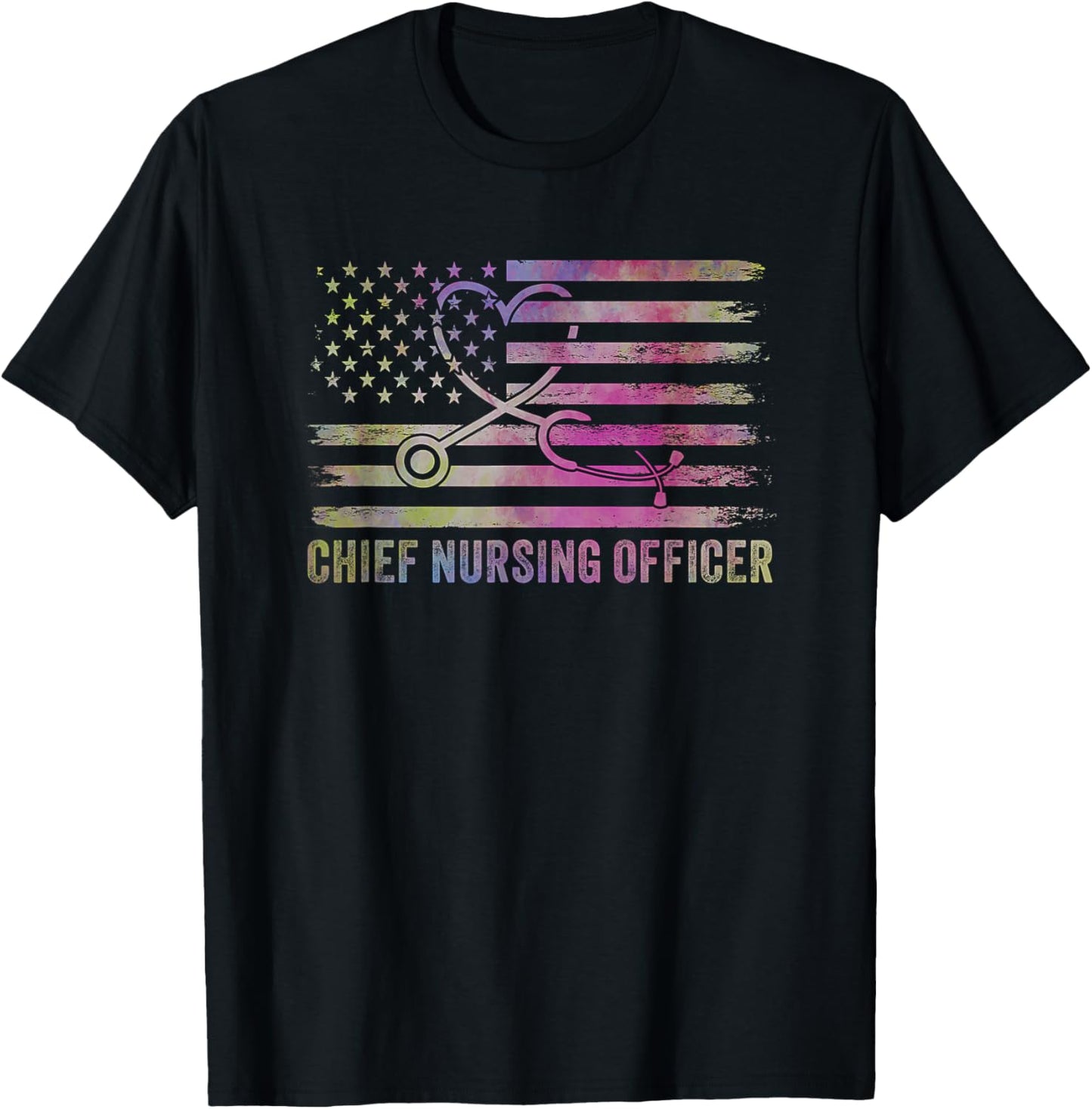Chief Nurse Executive CNE USA Flag CNO Chief Nursing Officer T-Shirt - T-Shirt | Black