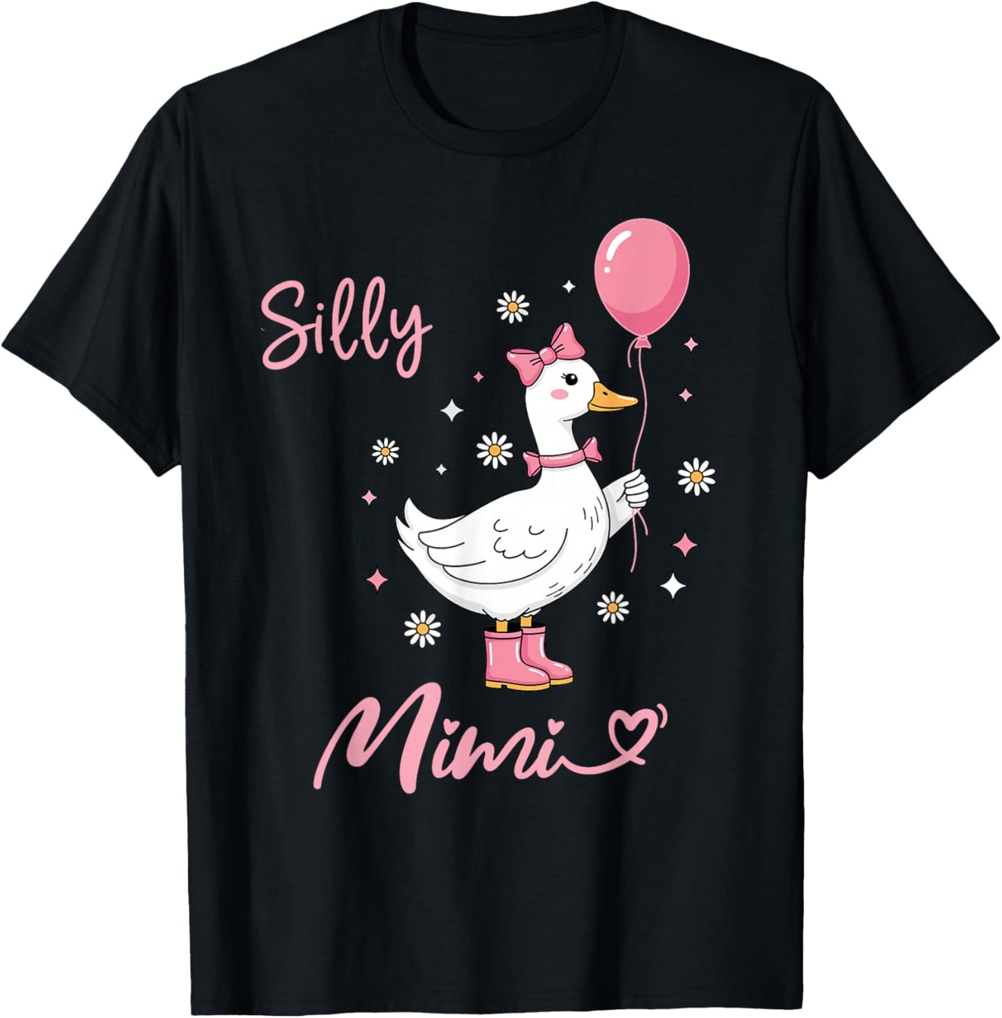 Silly Mimi Cute Goose Grandmother Family Matching Birthday T-Shirt - T-Shirt | Black