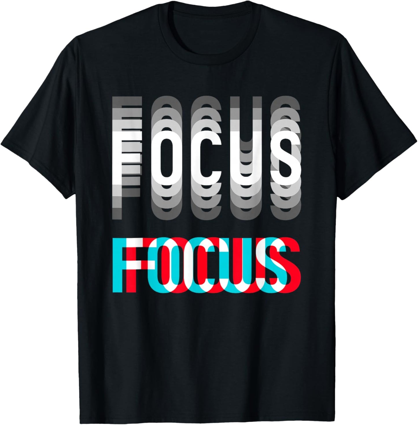 Focus Optical Illusion Trippy Funny Motivational Men Women T-Shirt - T-Shirt | Black