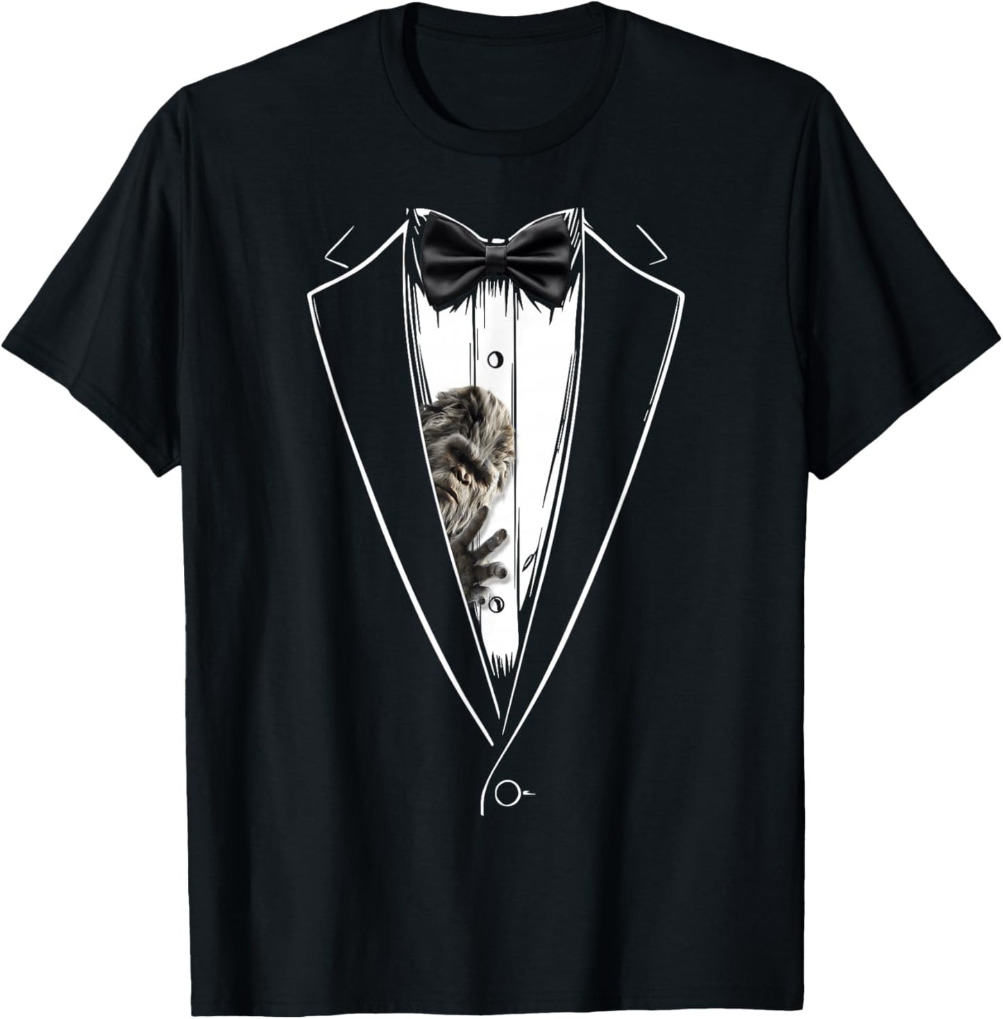 Tuxedo Shirt Bigfoot Sasquatch Yeti Vintage Party Humor T-Shirt - T-Shirt | Black