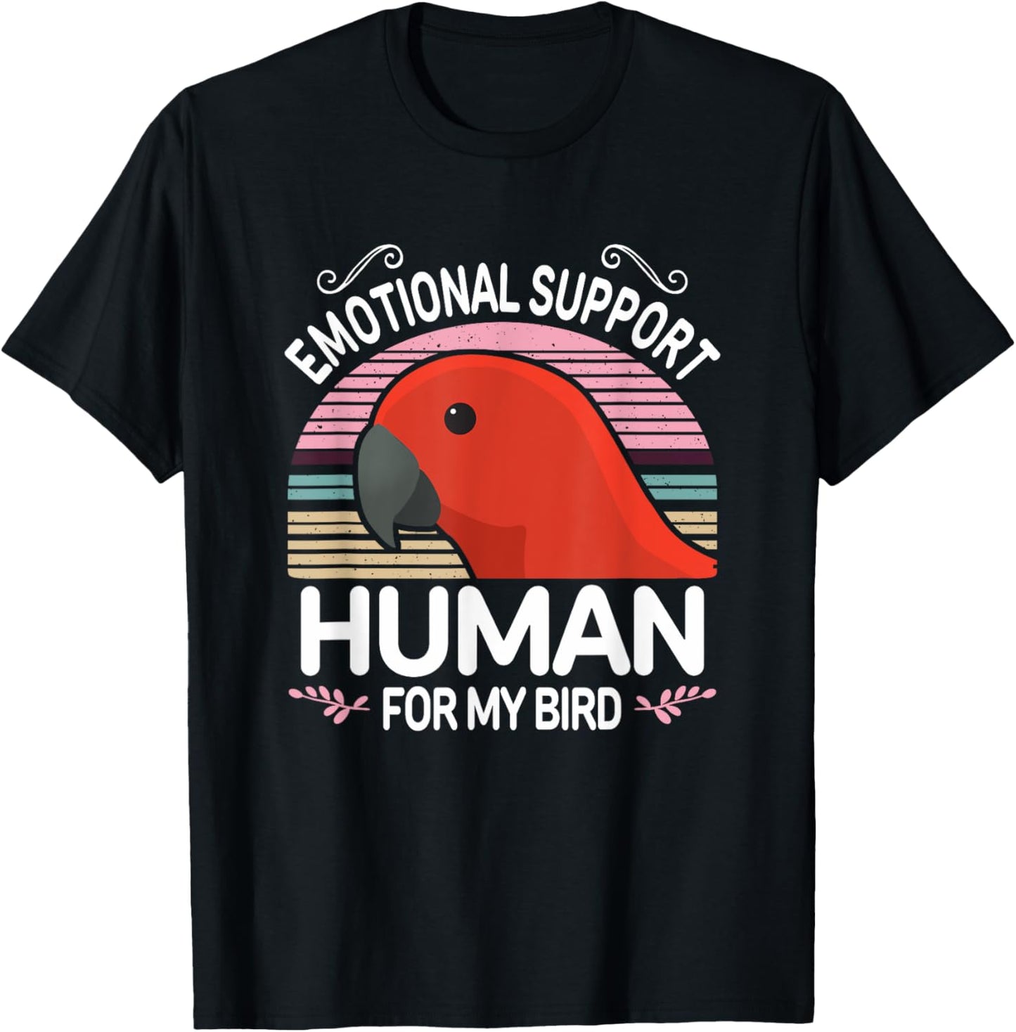 Female Eclectus Parrot Emotional Support Human Funny Red ESA T-Shirt - T-Shirt | Black