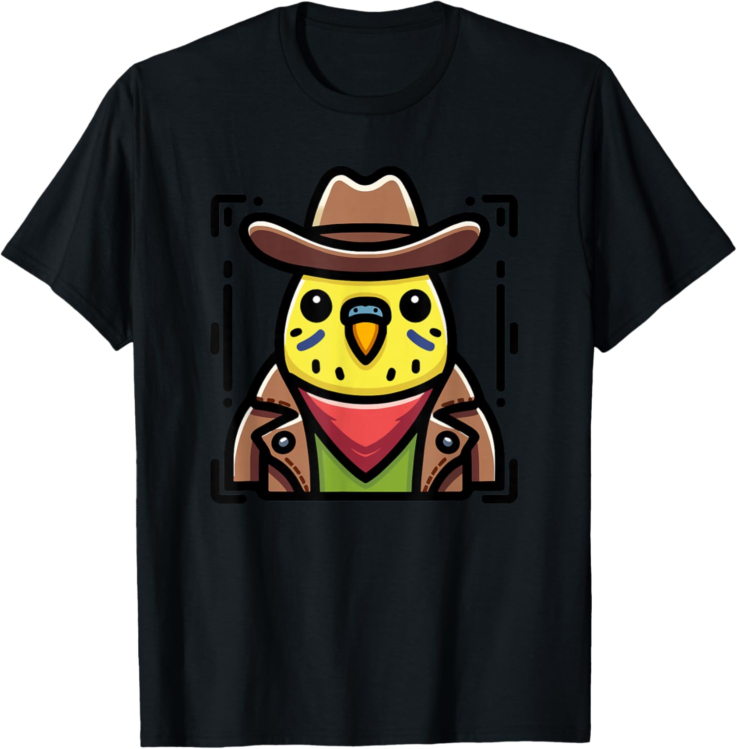 Cowboy Parakeet Bird Western Theme Funny Graphic T-Shirt - T-Shirt | Black