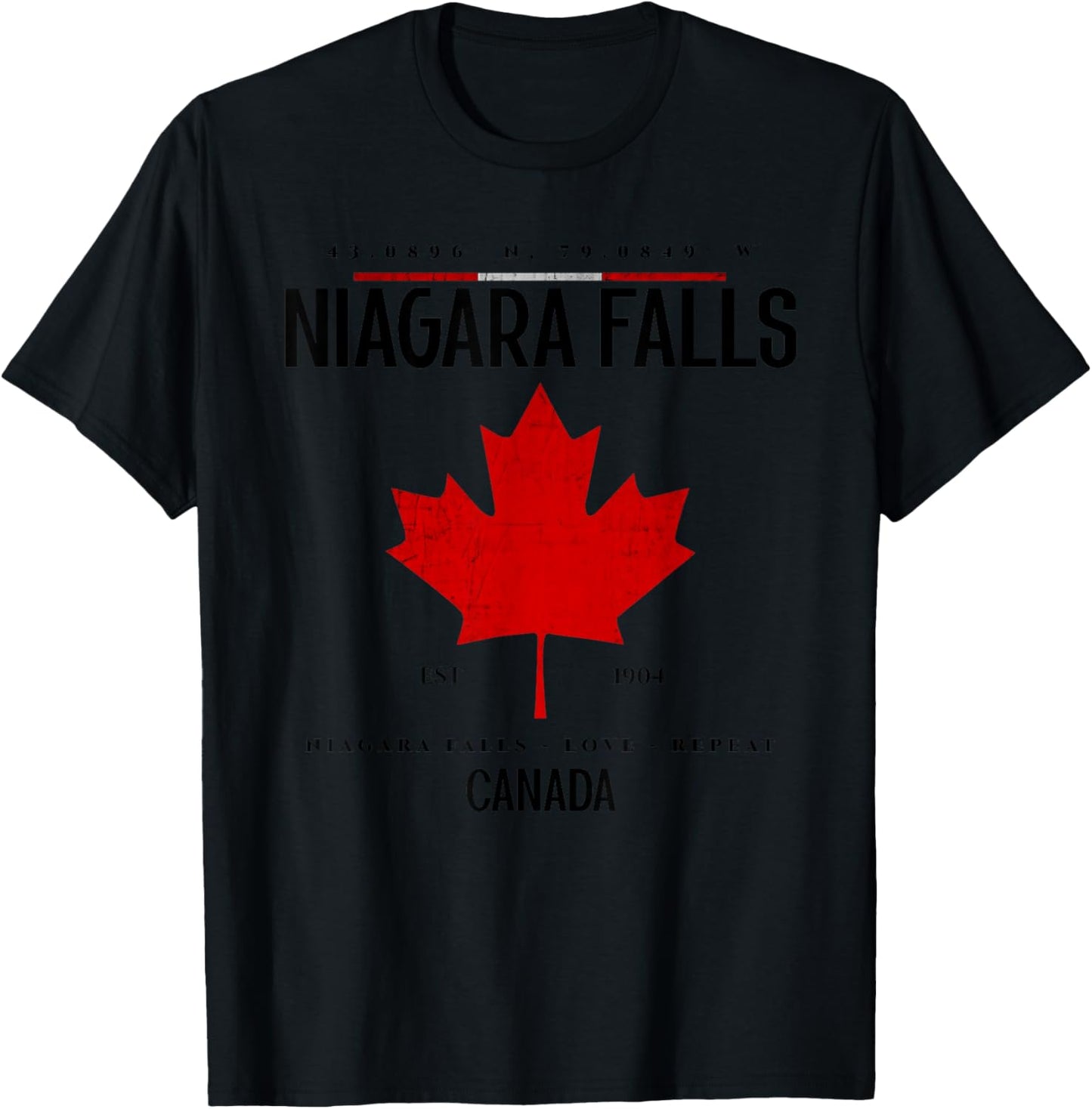 Niagara Falls Souvenir Canadian Flag T-Shirt - T-Shirt | Black
