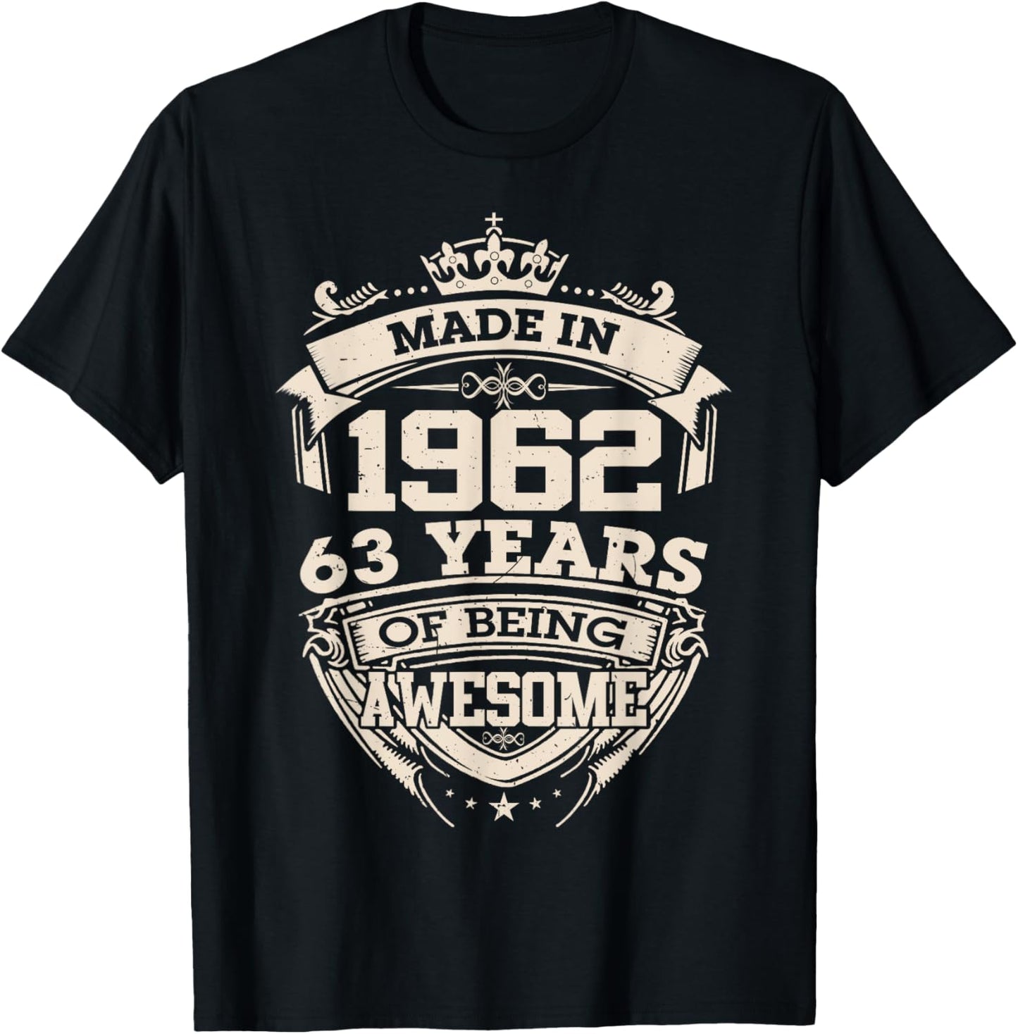 Made in 1962 63 Years of Being Awesome 63th Birthday Vintage T-Shirt - T-Shirt | Black