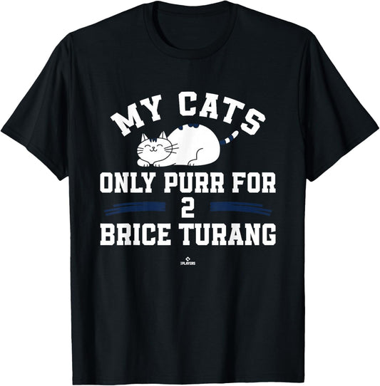 Cat Lovers for Brice Turang Milwaukee Baseball MLBPA T-Shirt - T-Shirt | Black
