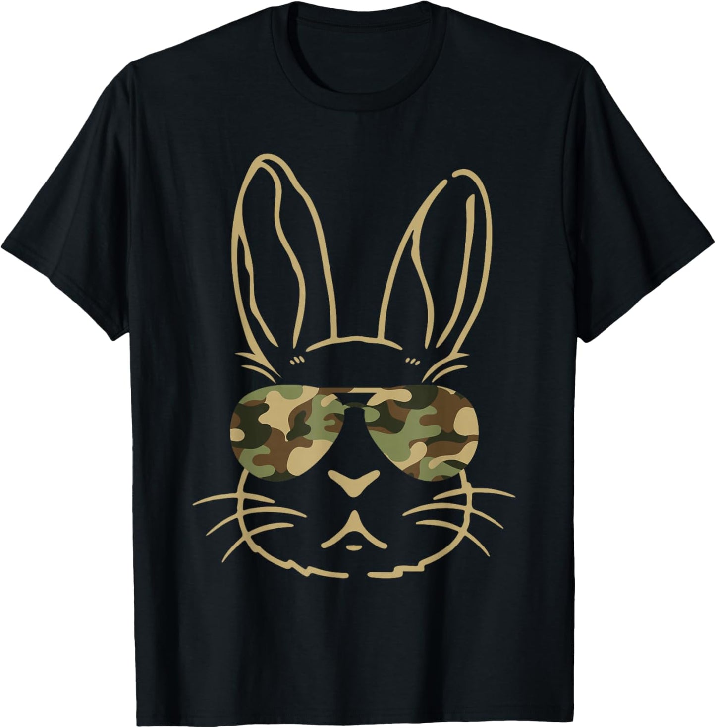 Bunny Ears Retro Vintage Sunglasses Funny Boys Easter Camo T-Shirt - T-Shirt | Black