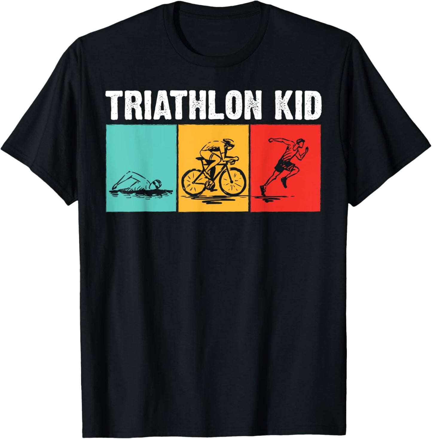 Cool Triathlon For Kids Boys Swimming Running Swim Bike Run T-Shirt - T-Shirt | Black