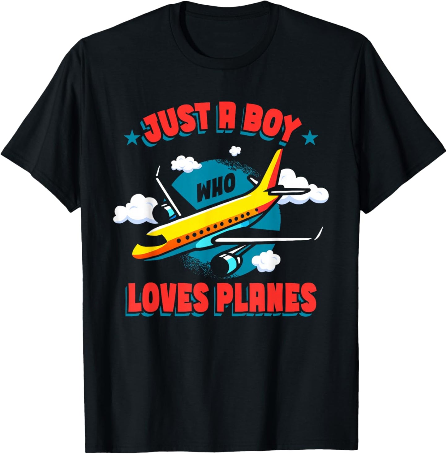 Just A Boy Who Loves Planes Airplane Kids Pilot T-Shirt - T-Shirt | Black