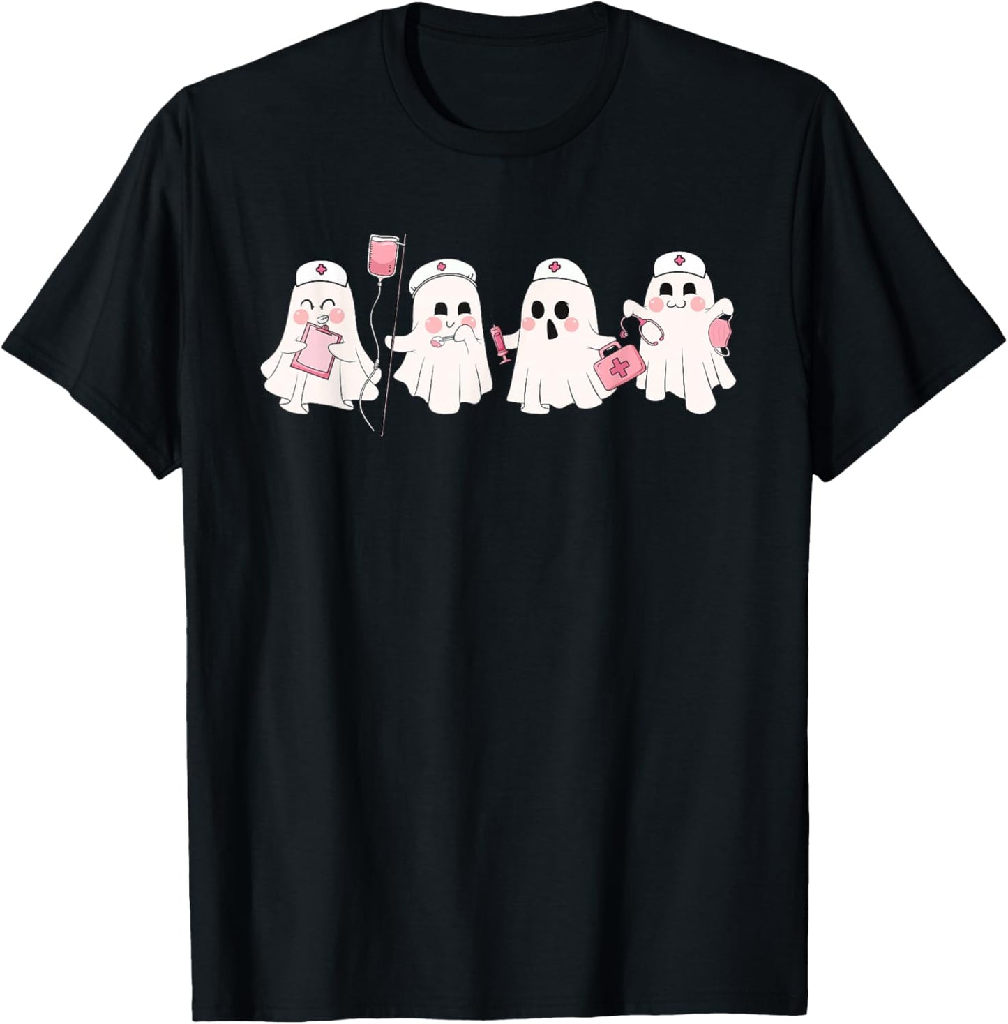 Funny Ghost Spooky Nurse Halloween Cute RN Nurse T-Shirt - T-Shirt | Black