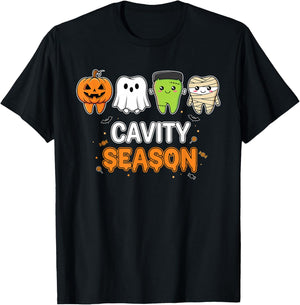 Cavity Season Cute Tooth Halloween Dentist Hygienist T-Shirt - T-Shirt | Black