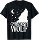 Grandpa Wolf Gift Matching Family Tribe Wolves Moon T-Shirt - T-Shirt | Black