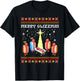 Funny Merry Glizzmas Hot Dogs Family Group Ugly Christmas T-Shirt - T-Shirt | Black